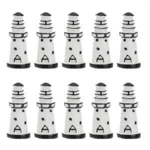 Decorative Flowers 10Pcs Miniature Resin Microlandschaft Moss Micro Landscape Ecological Bottle Decorations DIY White Lighthouse Assemblied