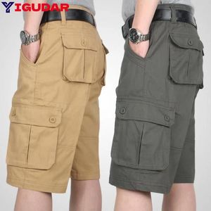 Men's Shorts Summer Men Cargo Multi Pocket Casual Solid Elastic Waist Beach Short Spring Jogger Pants Male Drop