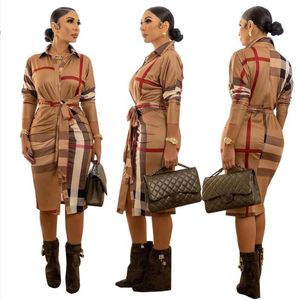 New casual Women Sexy Dress short Sleeves luxurys brand lapel Collar sexy Plaid Party club polo Tie straps Work Business Shirt Dresses Mujer street style skirt