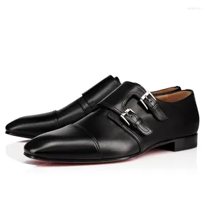 Casual Shoes Qianruiti Brown Black Leather Monk Strap Dress Slip-on Men Oxfords Fashion Footwear EU38-EU47