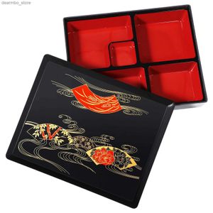 Bento caixas de lancheira de tamanho médio lanche japonês para recipientes de preparação para recipientes de sushi caixa de bento para refeições de negócios (capa de grãos de madeira) L49