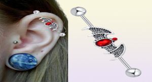 Plugs & Tunnels Drop Delivery 2021 14G Stainless Steel With Red Cz Gem Industrial Bar Piercing Barbell Earring Fashion Body Jewelry Pir6452929