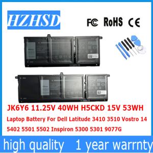 Piller JK6Y6 11.25V 40WH H5CKD 15V 53WH Dizüstü Dizüstü Dizüstü Dizüstü Pili Dell Latitude 3410 3510 VOSTRO 14 5402 5501 5502 Inspiron 5300 5301 9077G