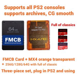 Cards PS2 MX4SIO SIO2SD TF SD Card Adapter For ALL PS2 Consoles+ FMCB Card+256G/128G/64G ISO SD Card choose combination package