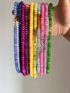 Chains Colored Semi-precious Stones Necklace 5 8mm Natural Stone Beaded Necklaces Fashion Handmade Jewelry For Women And Men