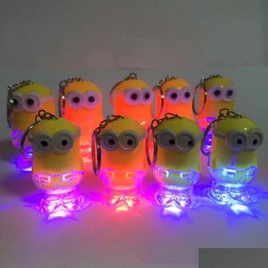 LED -gadget Ankomst Minion Light Keychain Key Chain Ring Kevin Bob Ficklight Torch Sound Toy Despi Me Kids Christmas Promotion Drop Dhxul