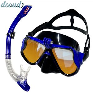 Snorkling Mask Diving Snorkel Scuba Supplies With Swimming Tube Antifogging Waterproof Soft Silicone Glasses Masker Set 240407