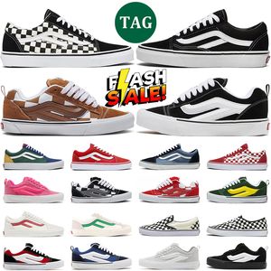 men women skateboard sneakers canvas shoes slip on old skool Black White mens checkerboard stacked trainers