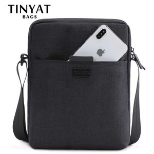 Tinyat Mens väskor Lätt canvas axelväska för 7.9 iPad casual crossbody väskor vattentät företag axelväska för män 0,13 kg