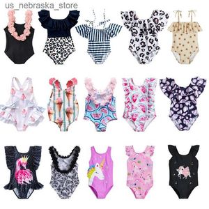 SECCHE 2024 Summer 1-5 Girls One Piece Swimwear Flower Panther Stampato Swimwear Childrens Summer Bikini Swimwear Q240418