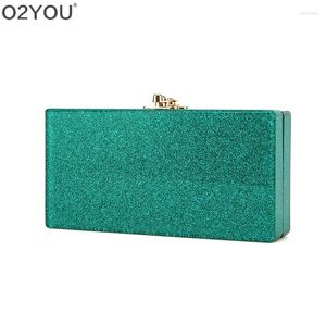 Evening Bags Green Glitter Acrylic Women Messenger Clutch BagTransparent Pearl White Perspex Handbag Bag