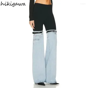 Jeans femminile streetwear for women contrast color fash fashion high waist y2k pantaloni pantaloni in denim harajuku pantalon femme