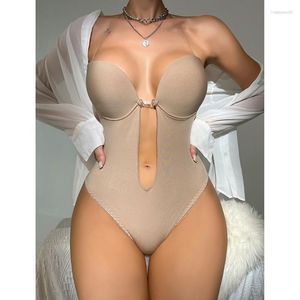 Women's Shapers Sexy U Plunge Thong bez pleców Body Body Shaper Bra Deep Bodysuit Shapewear dla sukienki ślubnej