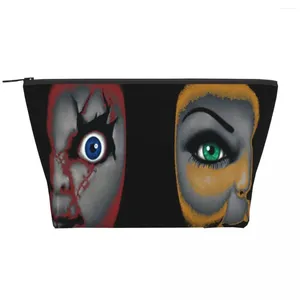 Cosmetic Bags Custom Chucky And Bride Toiletry Bag For Women Horror Movie Makeup Organizer Lady Beauty Storage Dopp Kit Box
