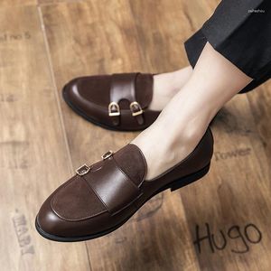 Casual Shoes Men Dress Brand Leather Mens Loafers Wedding Party Formal Monk Strap Slip-on Moccasin Homme