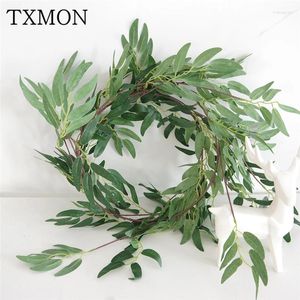 Decorative Flowers 180cm Simulation Willow Rattan Bar Ceiling Shopping Mall Winding Green Plants Leaves Vine Flower Plastic