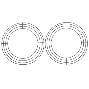 Dekorative Blumen 2 Stcs Girlandrahmen Makrame Ringe Kreation Kranz Runden Hintergrund Ständer bildeten Eisendrahtrahmen