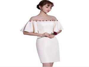 Fashion Autumn Bandage Party Party Light Light Champagne Women Brand Short Sleeves Homecoming Dresses Celebrity Party Dress Vestidos3679336