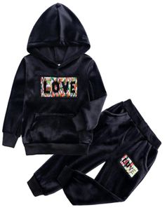 Autunno inverno per bambini set di abbigliamento in velluto con cappuccio Sport Sports carini abbigliamento per bambini Set di abbigliamento per le ala Designer 4 Style Children2528373