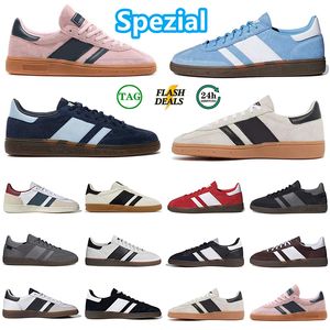 Designer Handball Spezial Casual Shoes Män Kvinnor Vegan Sneakers Navy Scarlet Core Black White Blue Clear Pink Night Light Grey Gul Outdoor Recreation Trainers