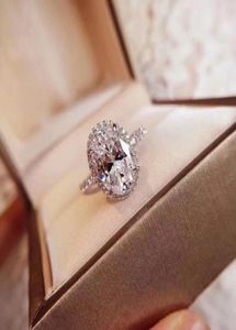 REAL 925 Sterling Silver Tear Drop Diamond Ring och Original Box Fit Wedding Rings Engagement Jewelry for Women6168280