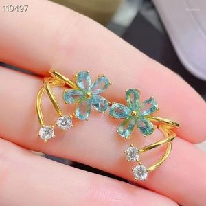 Stud Earrings Fashion Silver Gemstone Wraps Total 3.5ct 4mm 6mm Natural Apatite 18K Gold Plating 925 Jewelry