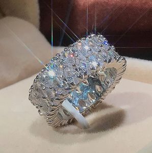 Högkvalitativ Moissanite Diamond Gemstone Wedding Rings for Women Män Inlay CZ Zircon Lovers Förlovningsringar Party Fine Jewets Gifts