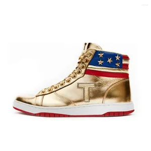 Casual Shoes Fashion Novelty High Top Gold Sneakers MAGA Trump Never Surrender Gym Men's Boots Road