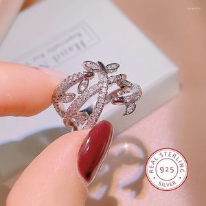 Cluster Rings Fashion 925 Sterling Silver Ring for Women's Shiny Zircon Multilayer Bow justerbara smycken Bröllopstillbehör