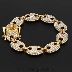 13MM Coffee Bean Pig Nose Zirconial Bracelet Full Iced Out Hip hop Wrist Jewelry Accessories Charm Gift for Men Women311S