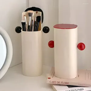 Förvaringslådor Makeup Brushes Holder Portable Desktop Cosmetic Box Stora kapacitetsarrangör Badrumborste