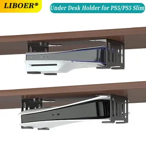 Fall under skrivbordshållare Stand för PS5/PS5 Slim Metal Horisontell stealthmontering Stödfästet kompatibelt med PS5 Discdigital Console