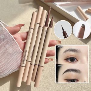 Förbättrar Doubleend Eyebrows Pencil Triangle Tip Professional Waterproof 0,01 mm Ultra Fin Flue Liquid Eye Brow Pen Water Brow Eyes Makeup