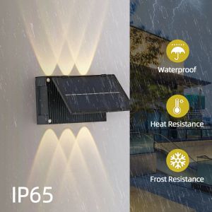 Lights 2 Pack Solar Up and Down Wall Lights Outdoor,Small Solar Step Light Waterproof,Warm White Nordic Style Deck Lighting Illuminate Ex