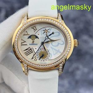 Unisex AP Wrist Watch Millennium Series 77315or Original Diamond 18k Rose Gold Material White Fritillaria Dial Date Dynamic Storage Moon Fas Display What