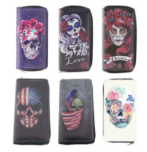 Wallets KANDRA Skull Wallet Gothic Women Long PU Leather Phone Bag Case Clutch Purse Lady Handbag Card Holder Whole5424891