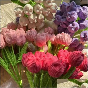 Dekorative Objekte Figuren HomeProduct Centerdiy Strickblume Bundlerose Bündelhandgefertigtes falsches Bündel 231121 Drop Lieferung Ho dhhsx