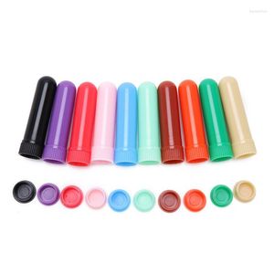Make -up -Schwämme Applikatoren Baumwolle Essentiell farbige Plastik Blank Naseninhalatoren Röhrchen Sticksbehälter mit Docht für Ölnasen 6,5 cm x