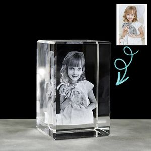 Customized Crystal Po Frame 2D/3D Laser Engraving Gifts for Baby Father Mother Personalized Picture Valentines Day Gift 240403