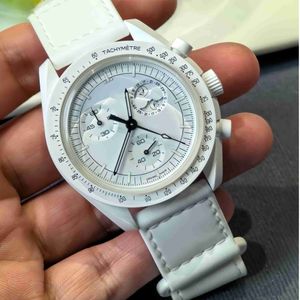 the Moonwatch watch designer moon mission to air king plastics movement watches luxury ceramic Planet montre Limited Edition Master moonswatch white