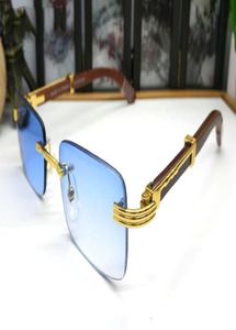 Verkauf von Frankreich Design Randless Woods Sonnenbrille Beige schwarze braune weiße Büffelhorns Männer039s Brille für Frauen Luxusglas2012988
