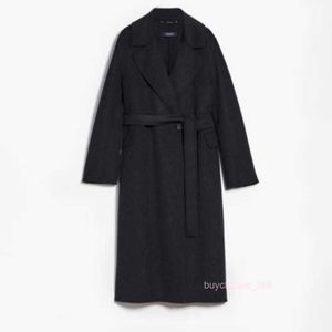 Casaco feminino cashmere casat designer casaco de moda maxmaras feminino lã de lã de lã dupla feminina com casaco amarrado escuro cinza escuro