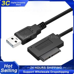 Supplências USB 2.0 para Mini SATA II 7+6 13PIN ADAPTOR CONVERSOR CABO PARA LAPTOP CD/DVD ROM ROM SlimLine Drive PC Hardware Cables Adaptadores