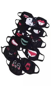 1pcs siyah unisex karikatür maskeleri siyah pamuk yarım yüz maskesi komik dişler mektup ağız anime pamuk toz geçirmez ağız yüz mask3244216