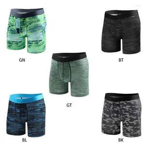 Unterhose Männer Niedrighöhung schnell trockener Unterwäsche Tarn Streifen Beutel Open Boxer Black Blue Green Green gestreift