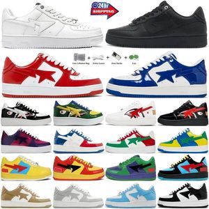 Plataforma BapessTask88 Designer Sapatos casuais Sneaker Patent Leather Midnight Navy Vinho azul vermelho cinza verde bege rosa laranja camuflagem preta Mulheres sapatos de corrida