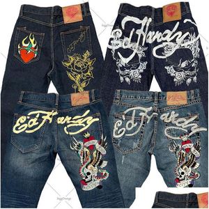 Men'S Jeans Mens Y2K Gothic Rock American High Waist Men Street Trend Hip Hop Straight Leg Wide Drop Delivery Apparel Clothing Dhgku