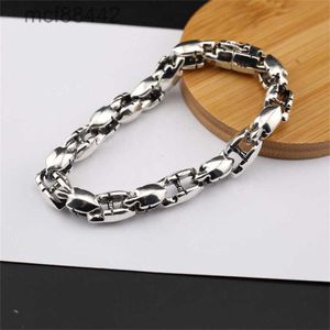 Chkro Flame Insert Worn Thick Chain Safety Buckle Bracelet Punk Style Versatile Thai Silver for Men and Women