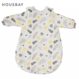 Baby Sleeping Bag Vest Sleep With Sleeves Detachable Convenient Change Diaper 100% Cotton Printed born Carriage Sack 240415