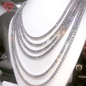 Preço de atacado Tênis de 3 mm gelado d Color VVS 925 Certificado de Silver Silver Silver Certificado Moissanite Tennis Chain for Men Women